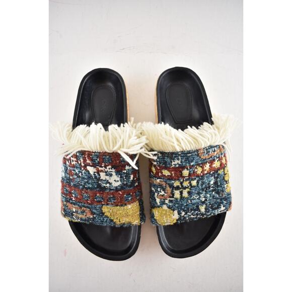Chloe Kerenin Kilim Rug Tapestry Fringe Multicolor Slide Slip On Flat Sandal 36 - Picture 6 of 14